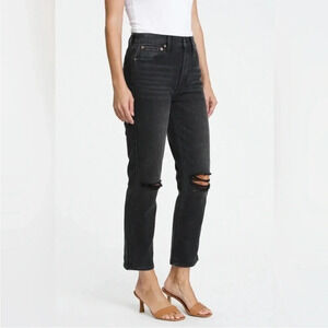PISTOLA Black Keaton High Rise Slim Straight Crop Leg Jeans 26 28”  Goth Grunge